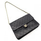 CHANEL Matelassé Chain Shoulder Bag Single Black Lambskin Black Leather Vintage Gold Hardware 7-7-486