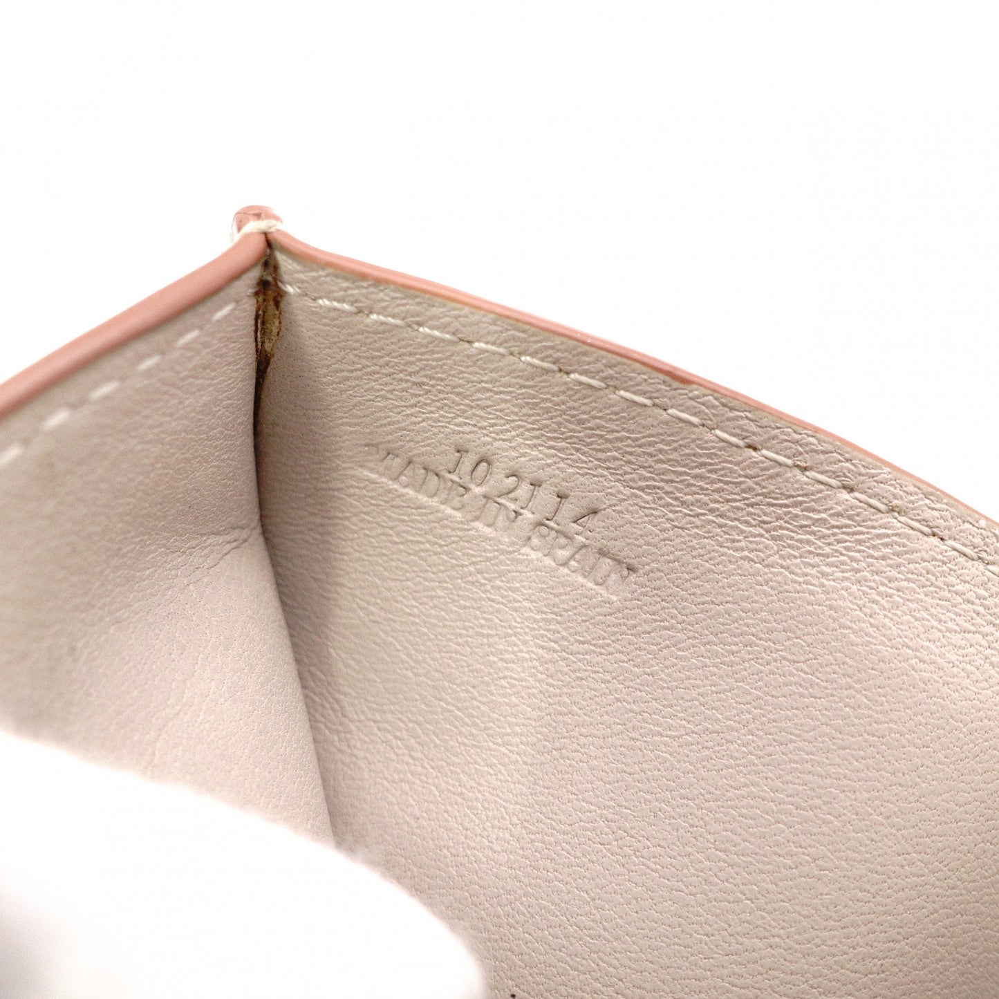 LOEWE Anagram Compact Wallet, Tri-fold, Leather, Beige