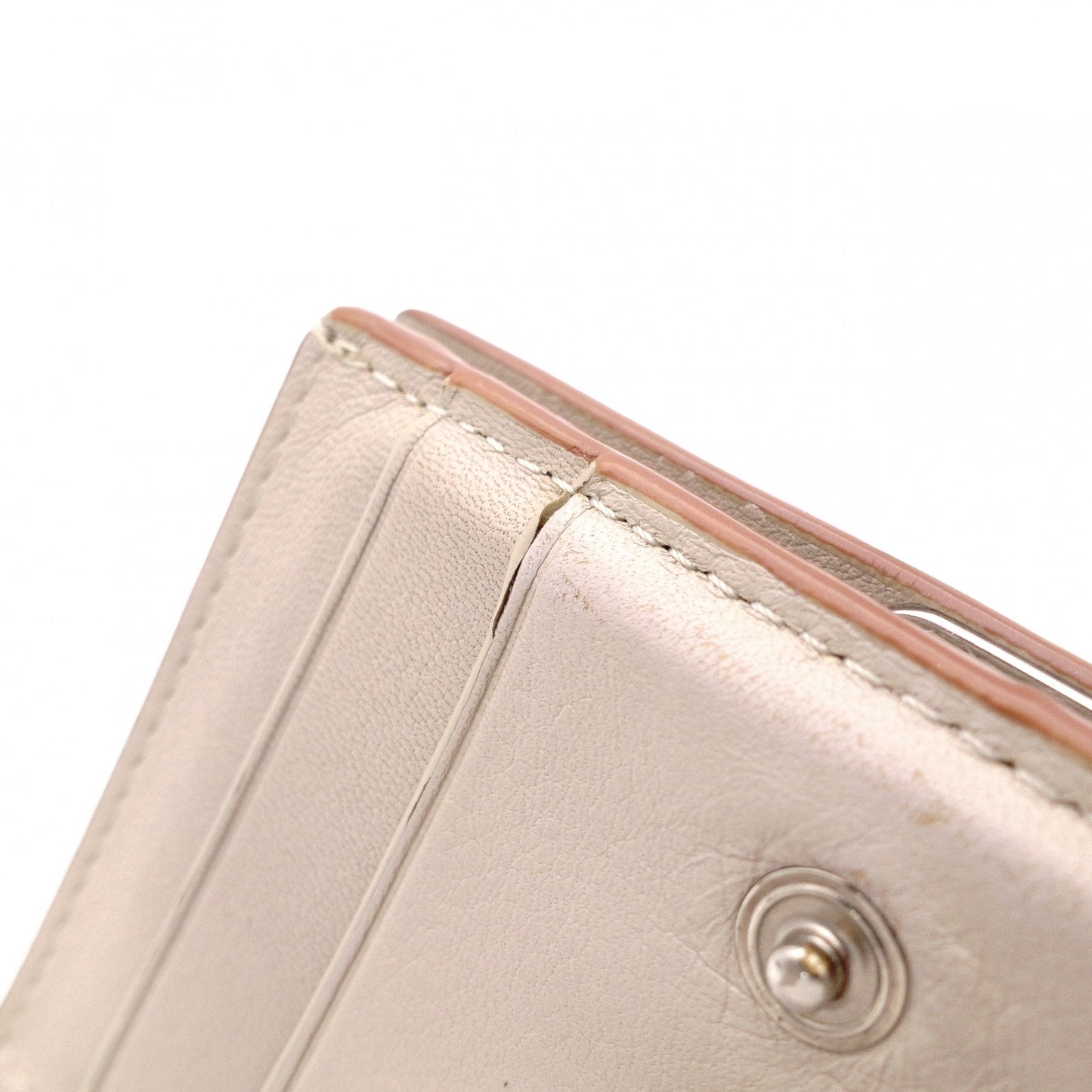LOEWE Anagram Compact Wallet, Tri-fold, Leather, Beige