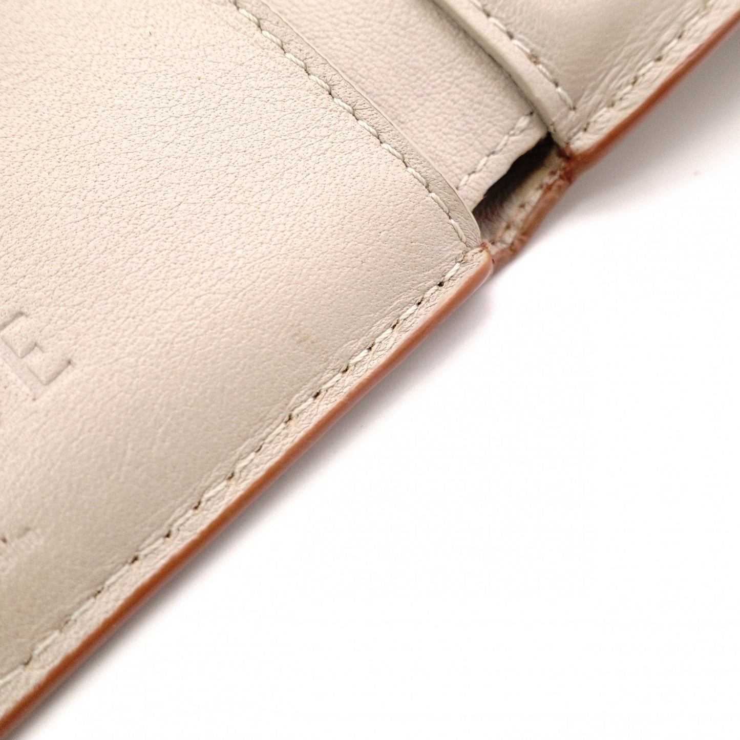 LOEWE Anagram Compact Wallet, Tri-fold, Leather, Beige