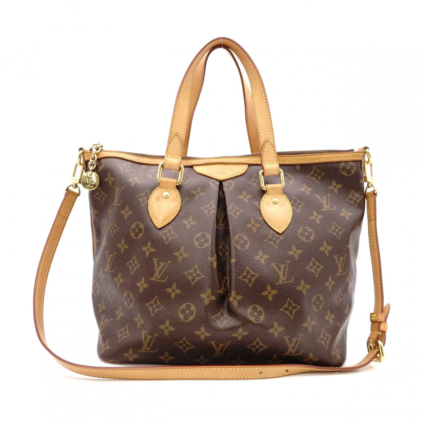 LOUIS VUITTON Palermo PM Monogram Canvas Handbag with PVC Leather Accents, Brown, 2-Way