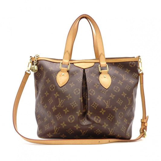 LOUIS VUITTON Palermo PM Monogram Canvas Handbag with PVC Leather Accents, Brown, 2-Way