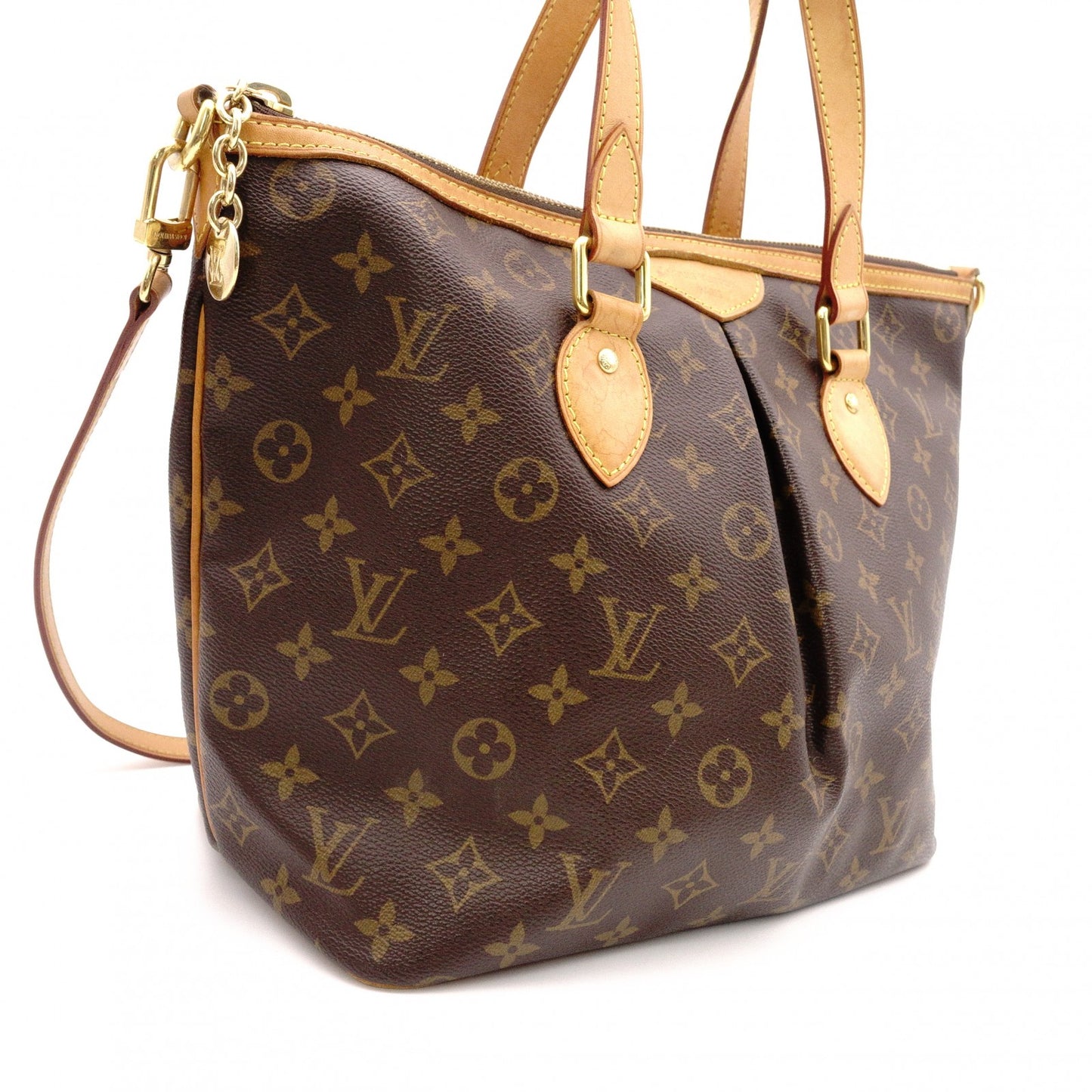 LOUIS VUITTON Palermo PM Monogram Canvas Handbag with PVC Leather Accents, Brown, 2-Way