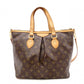 LOUIS VUITTON Palermo PM Monogram Canvas Handbag with PVC Leather Accents, Brown, 2-Way