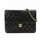 CHANEL Matelassé Chain Shoulder Bag Single Black Lambskin Black Leather Vintage Gold Hardware 7-12-077
