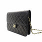 CHANEL Matelassé Chain Shoulder Bag Single Black Lambskin Black Leather Vintage Gold Hardware 7-12-077