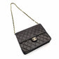 CHANEL Matelassé Chain Shoulder Bag Single Black Lambskin Black Leather Vintage Gold Hardware 7-12-077
