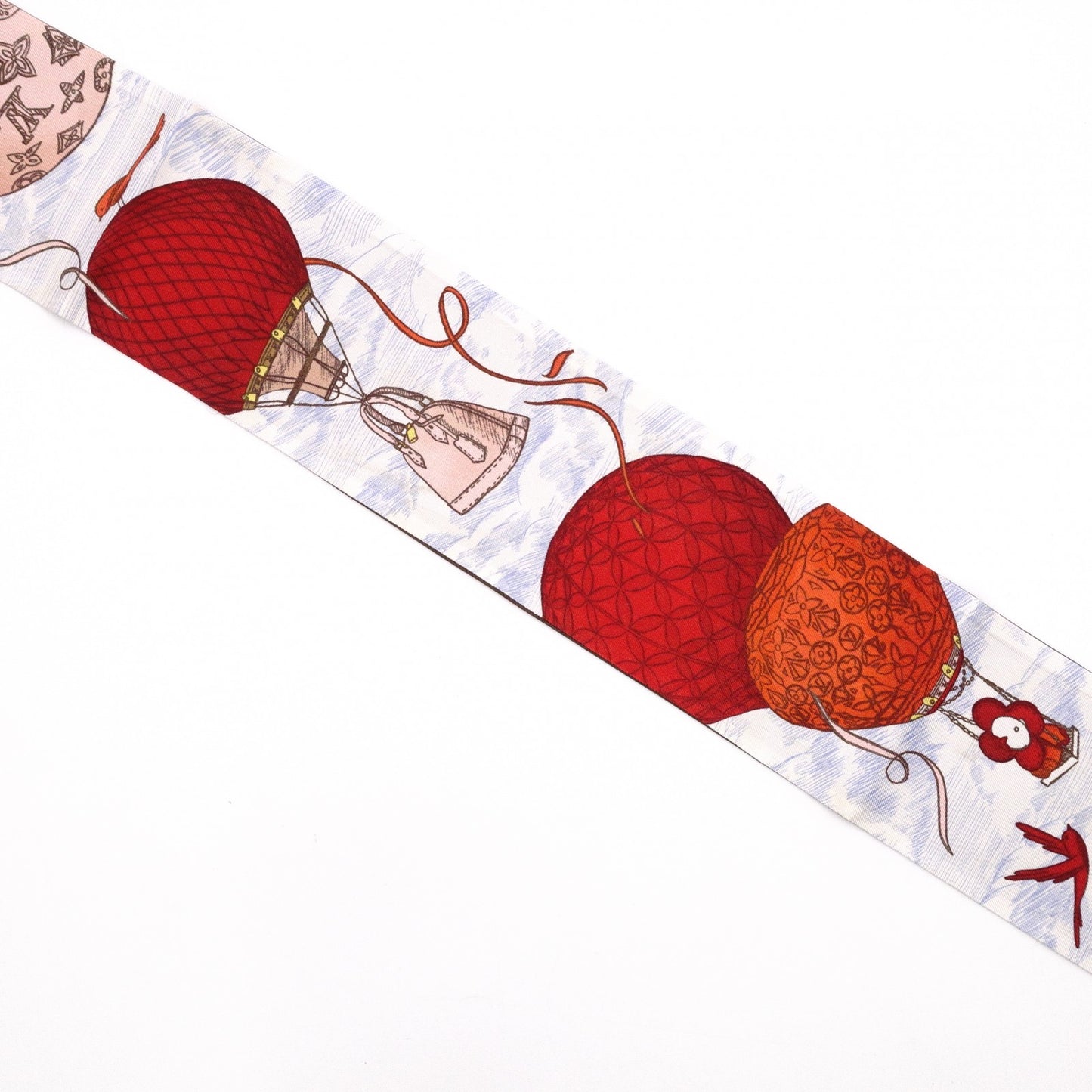 LOUIS VUITTON Twilly Scarf, Silk, Multicolor, Hot Air Balloon Design