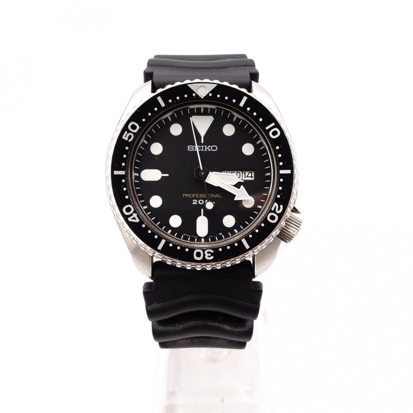 SEIKO Quartz Diver's Watch, Stainless Steel/Rubber, Black