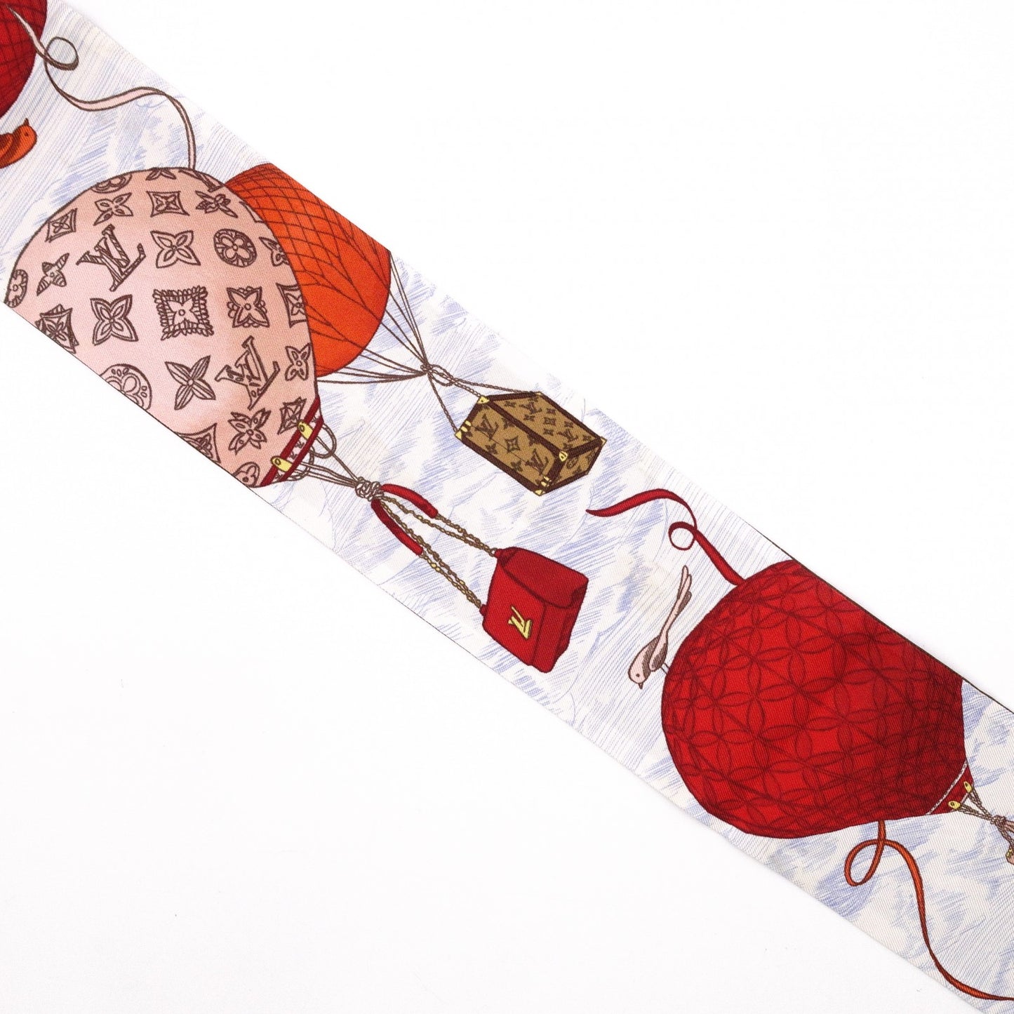LOUIS VUITTON Twilly Scarf, Silk, Multicolor, Hot Air Balloon Design