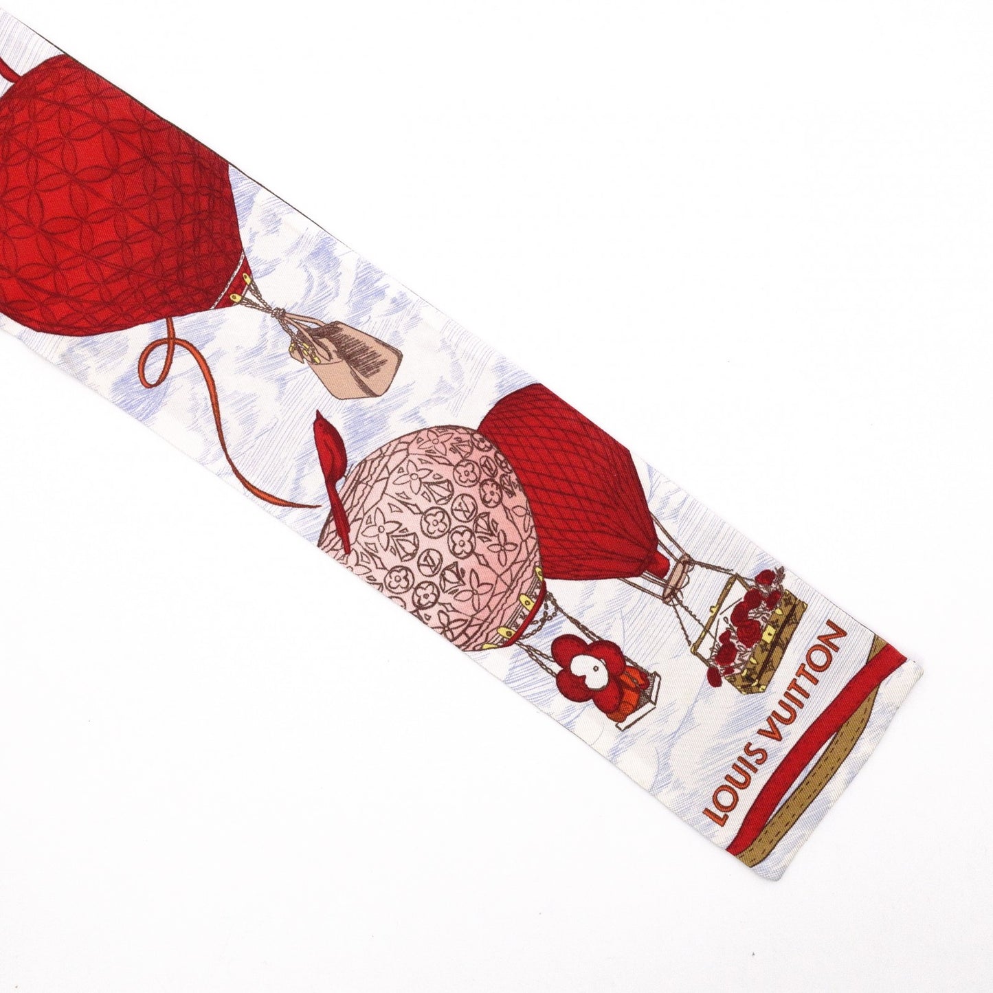 LOUIS VUITTON Twilly Scarf, Silk, Multicolor, Hot Air Balloon Design