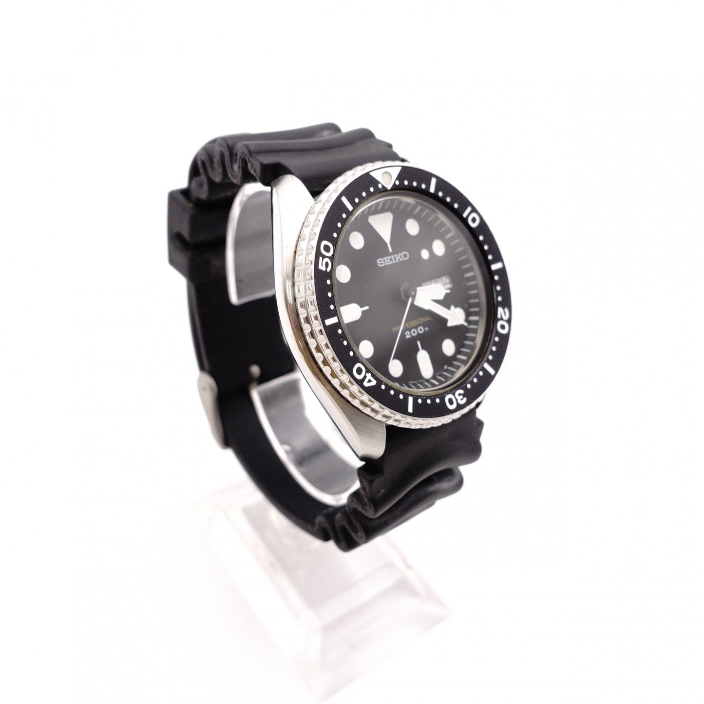 SEIKO Quartz Diver's Watch, Stainless Steel/Rubber, Black