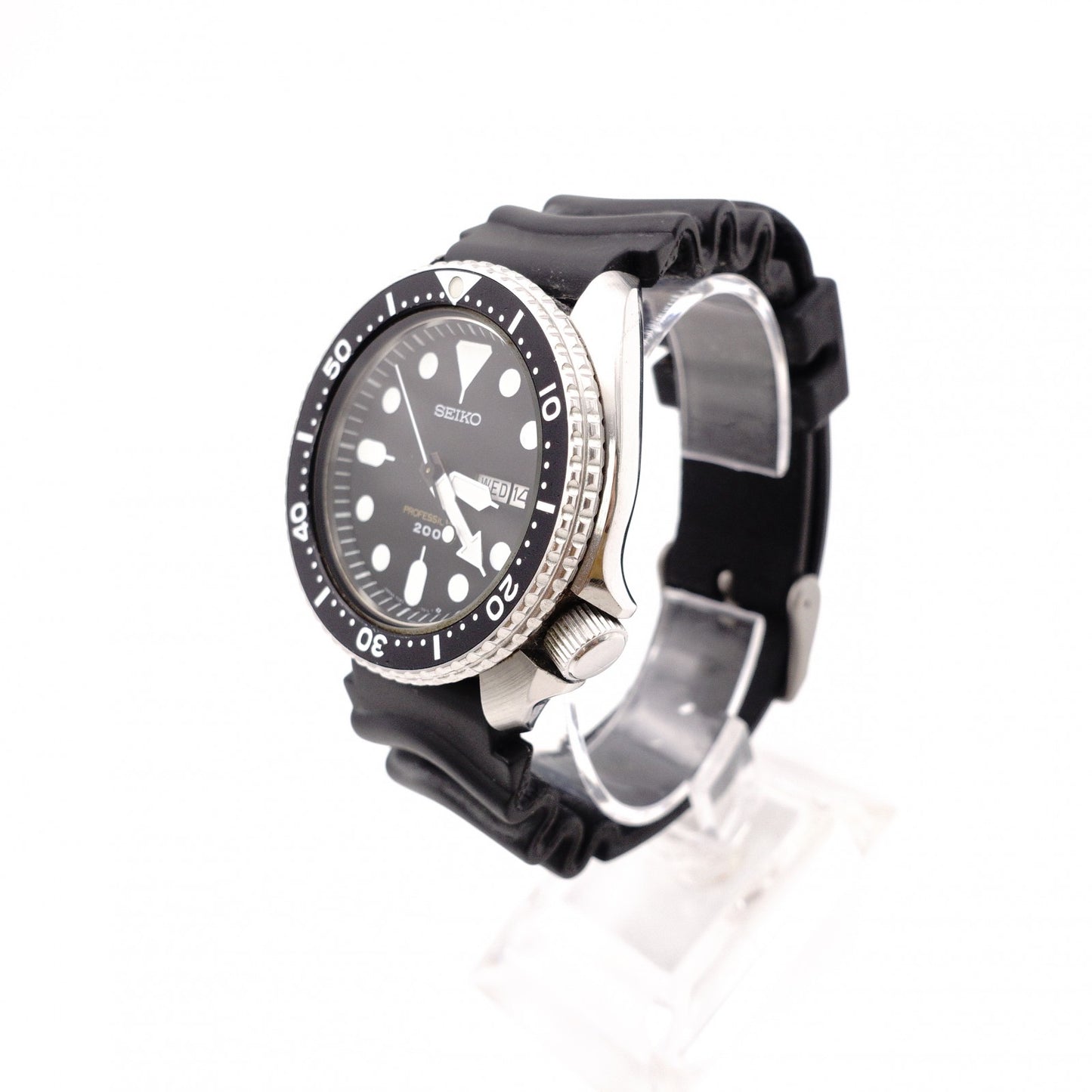 SEIKO Quartz Diver's Watch, Stainless Steel/Rubber, Black
