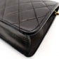 CHANEL Matelassé Chain Shoulder Bag Single Black Lambskin Black Leather Vintage Gold Hardware 7-12-077