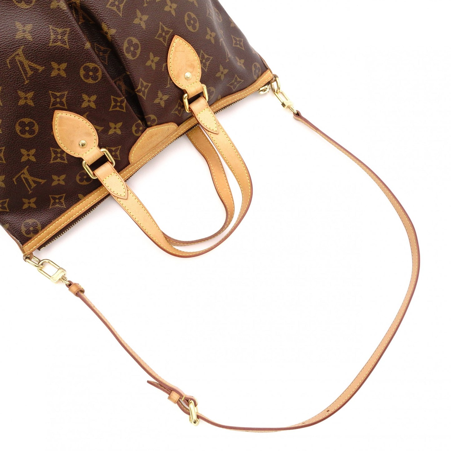 LOUIS VUITTON Palermo PM Monogram Canvas Handbag with PVC Leather Accents, Brown, 2-Way