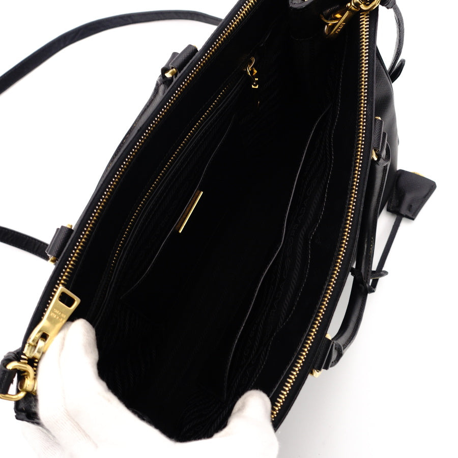 PRADA Galleria Handbag Black 2-way Shoulder Bag