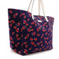 GUCCI Heartbeat Tote Bag, Canvas and Leather, Navy, Heart-Patterned Shoulder Bag