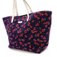 GUCCI Heartbeat Tote Bag, Canvas and Leather, Navy, Heart-Patterned Shoulder Bag