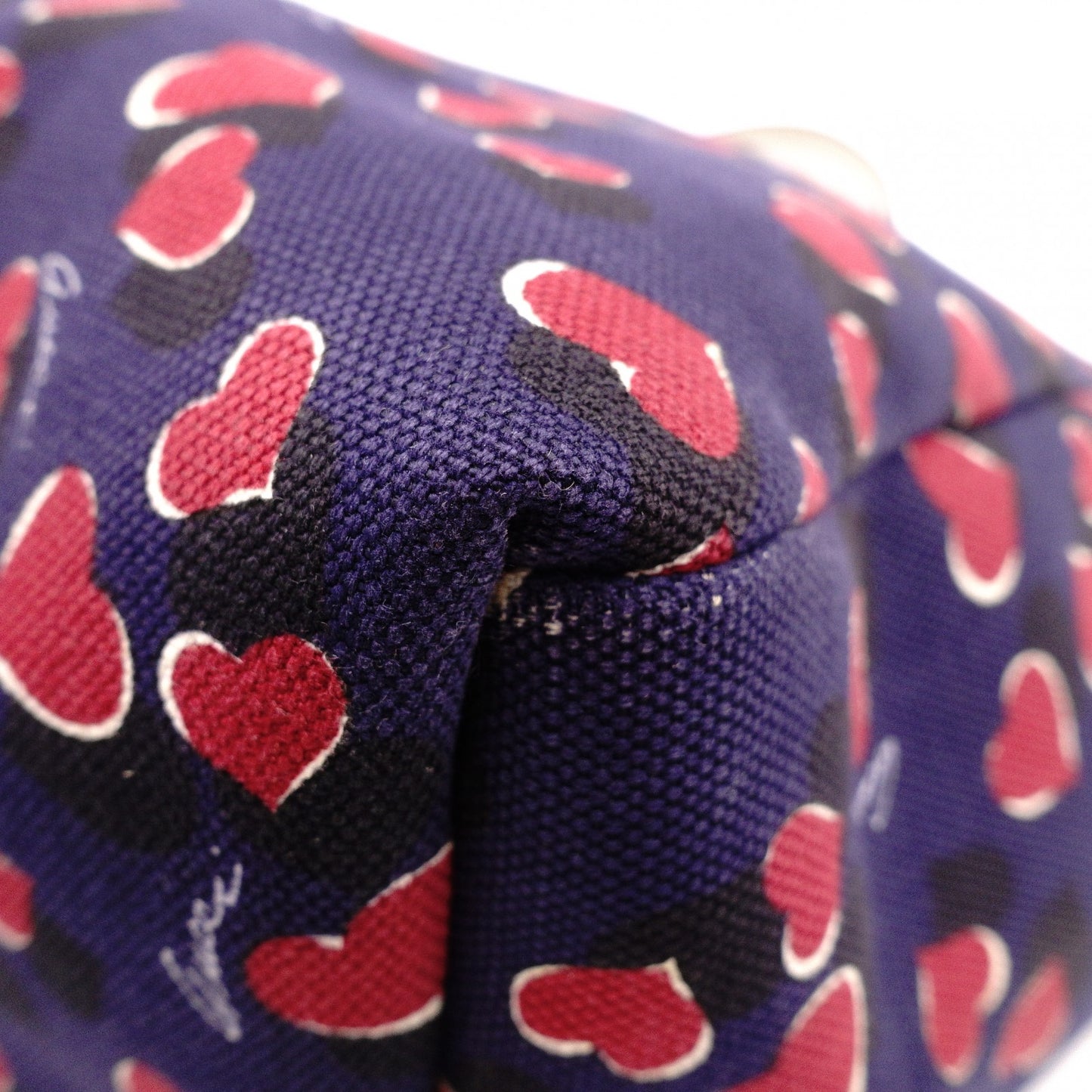 GUCCI Heartbeat Tote Bag, Canvas and Leather, Navy, Heart-Patterned Shoulder Bag