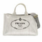 PRADA Canapa Tote Canvas Medium Handbag Gray Denim 2-Way Shoulder 7-11-277