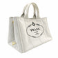 PRADA Canapa Tote Canvas Medium Handbag Gray Denim 2-Way Shoulder 7-11-277