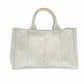 PRADA Canapa Tote Canvas Medium Handbag Gray Denim 2-Way Shoulder 7-11-277