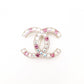 CHANEL Coco Mark Brooch Metal Silver Rhinestone