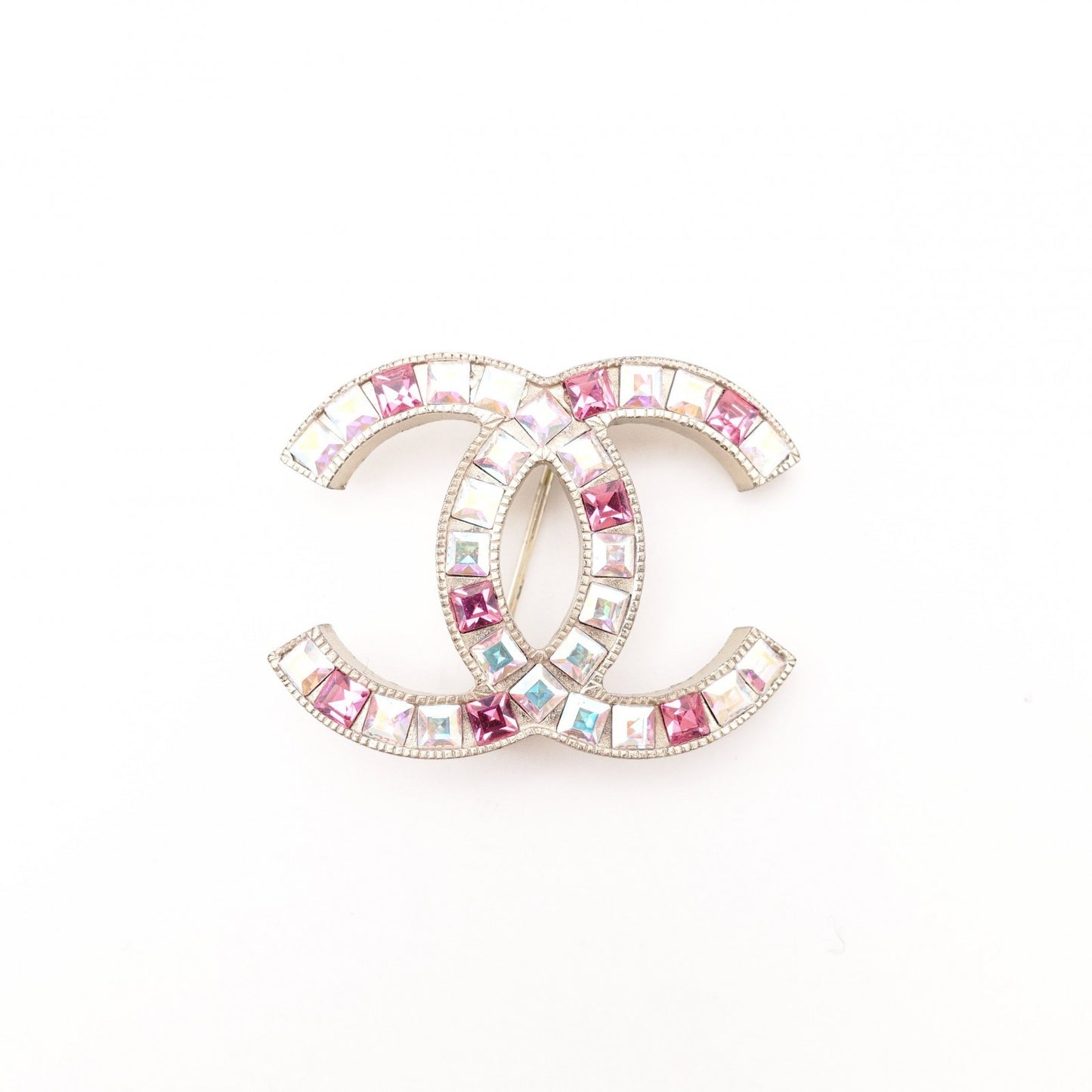 CHANEL Coco Mark Brooch Metal Silver Rhinestone