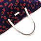 GUCCI Heartbeat Tote Bag, Canvas and Leather, Navy, Heart-Patterned Shoulder Bag