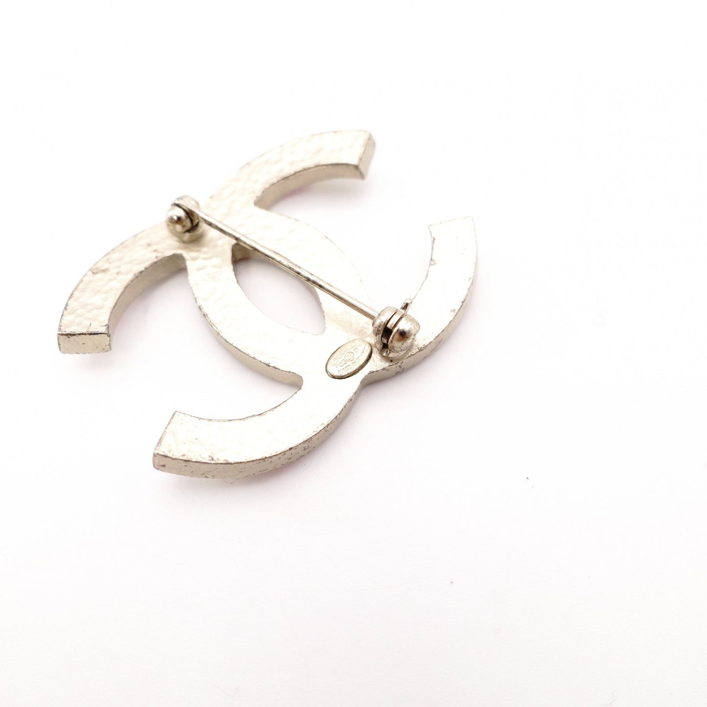 CHANEL Coco Mark Brooch Metal Silver Rhinestone