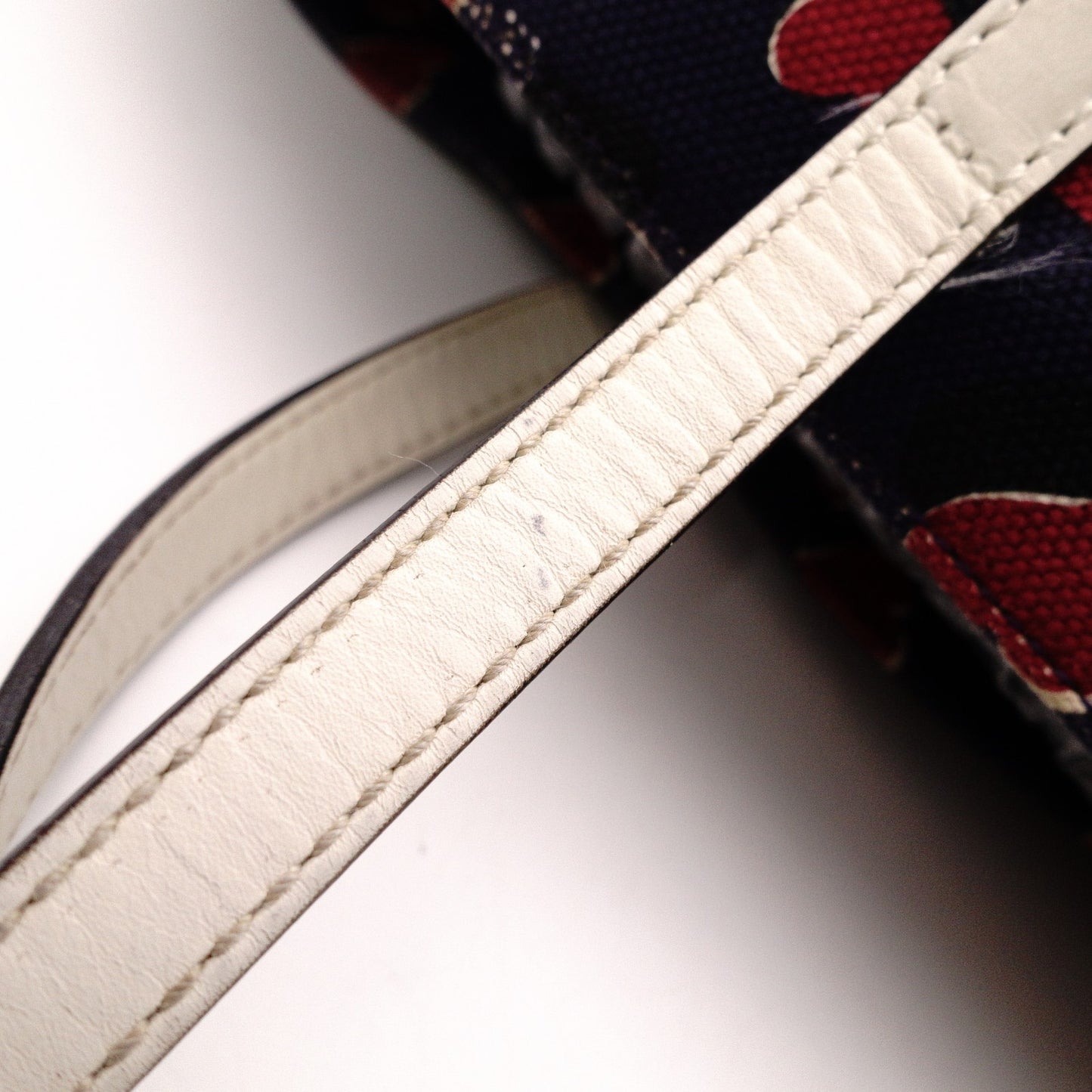 GUCCI Heartbeat Tote Bag, Canvas and Leather, Navy, Heart-Patterned Shoulder Bag