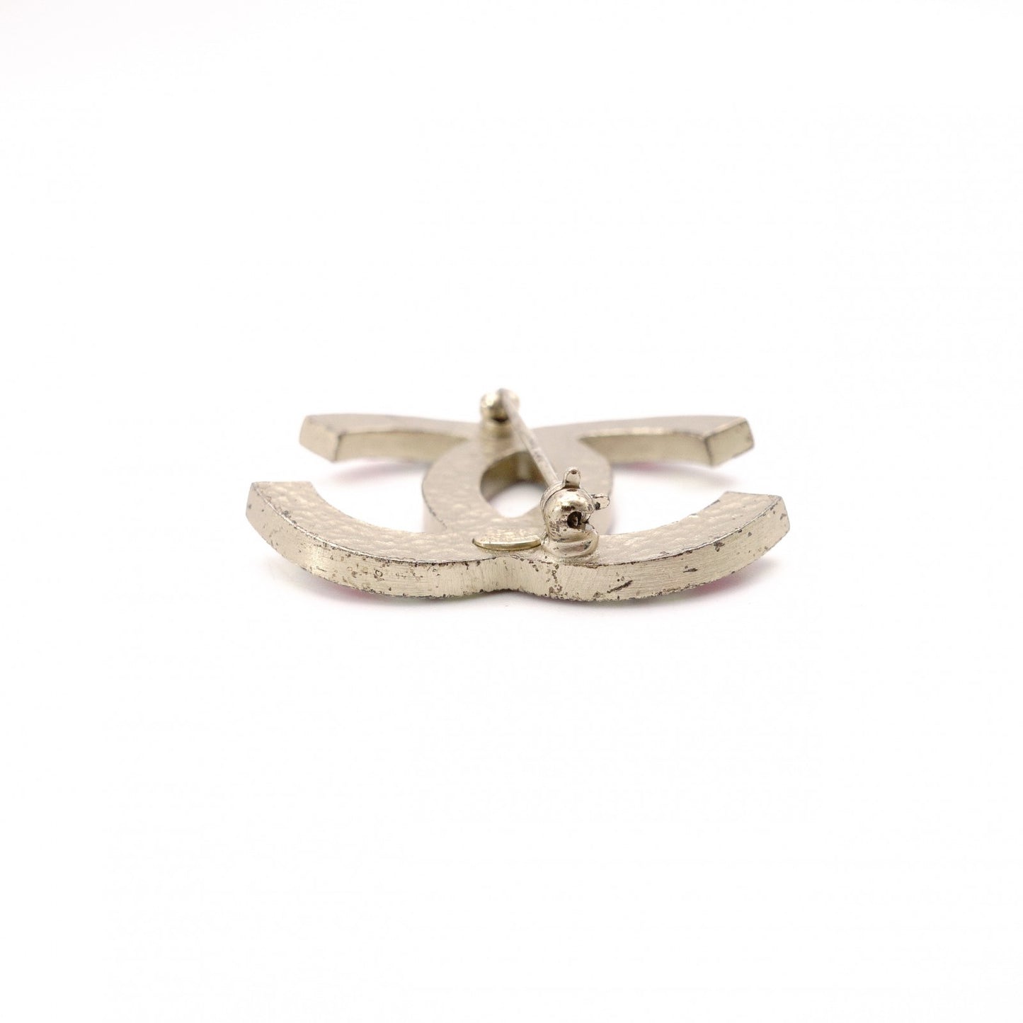CHANEL Coco Mark Brooch Metal Silver Rhinestone
