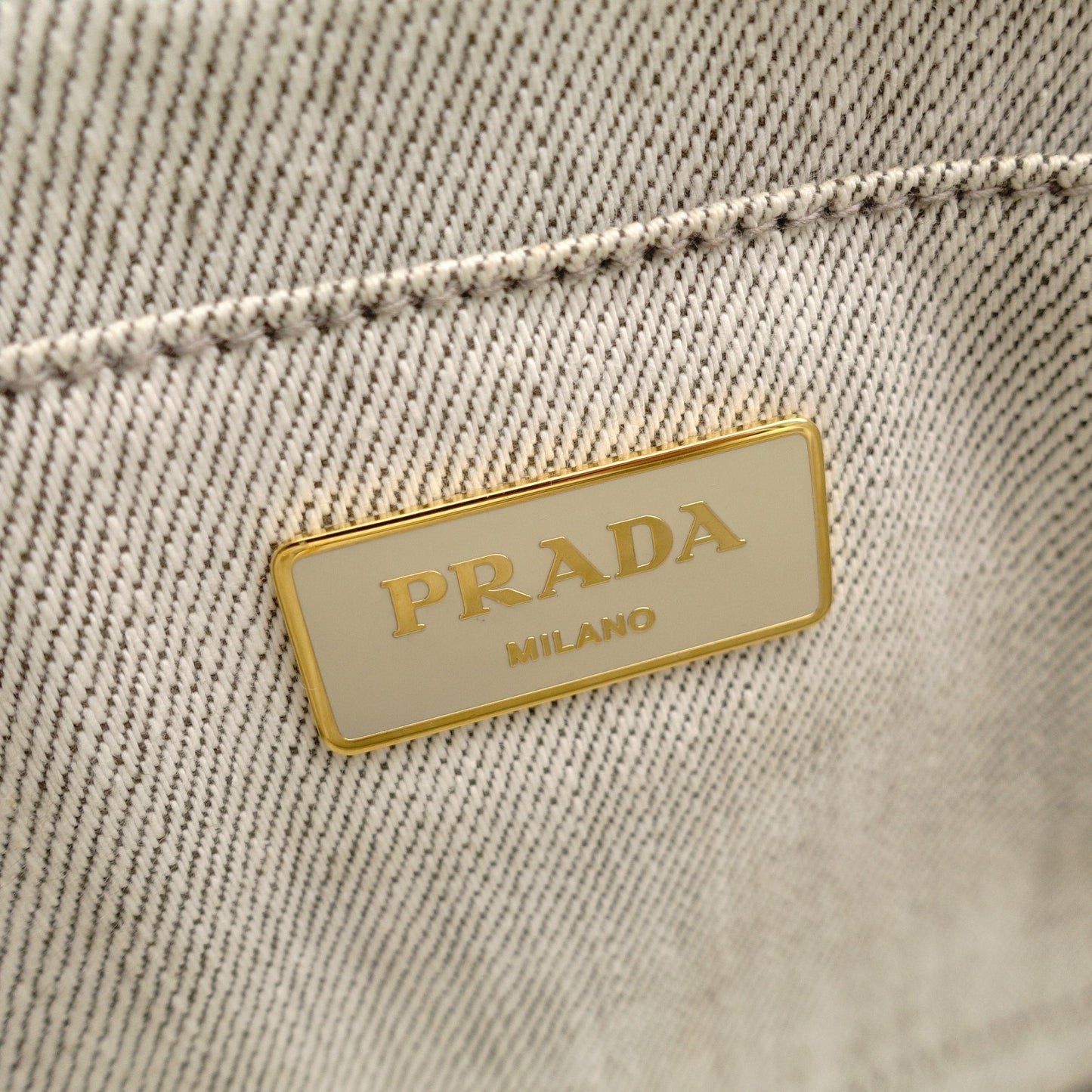 PRADA Canapa Tote Canvas Medium Handbag Gray Denim 2-Way Shoulder 7-11-277