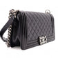 CHANEL Matelassé Boy Chanel Shoulder Bag, Leather, Black, Crossbody