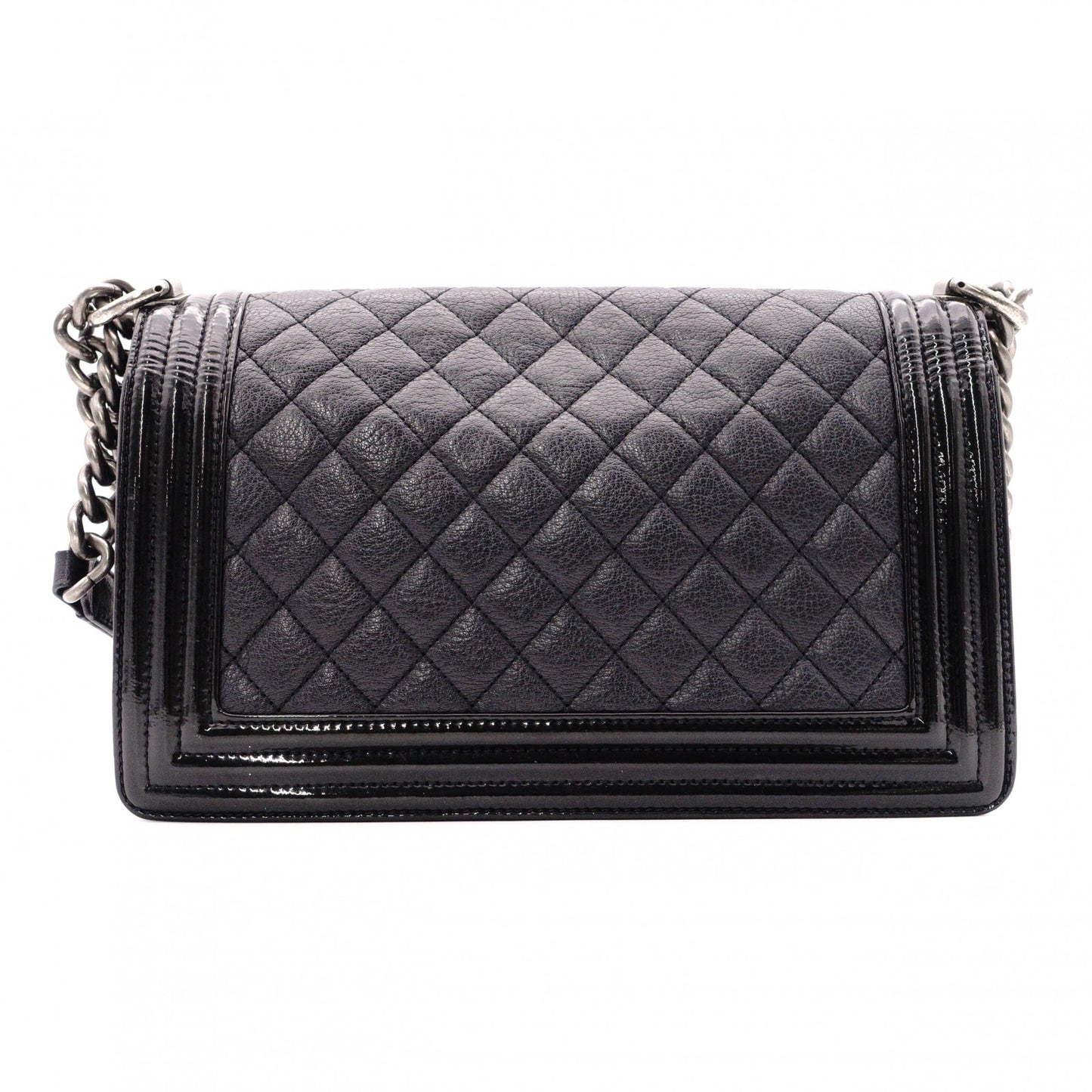 CHANEL Matelassé Boy Chanel Shoulder Bag, Leather, Black, Crossbody