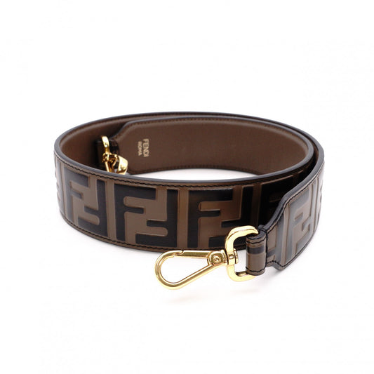 FENDI Strap Leather FF Logo Gold Hardware Reversible