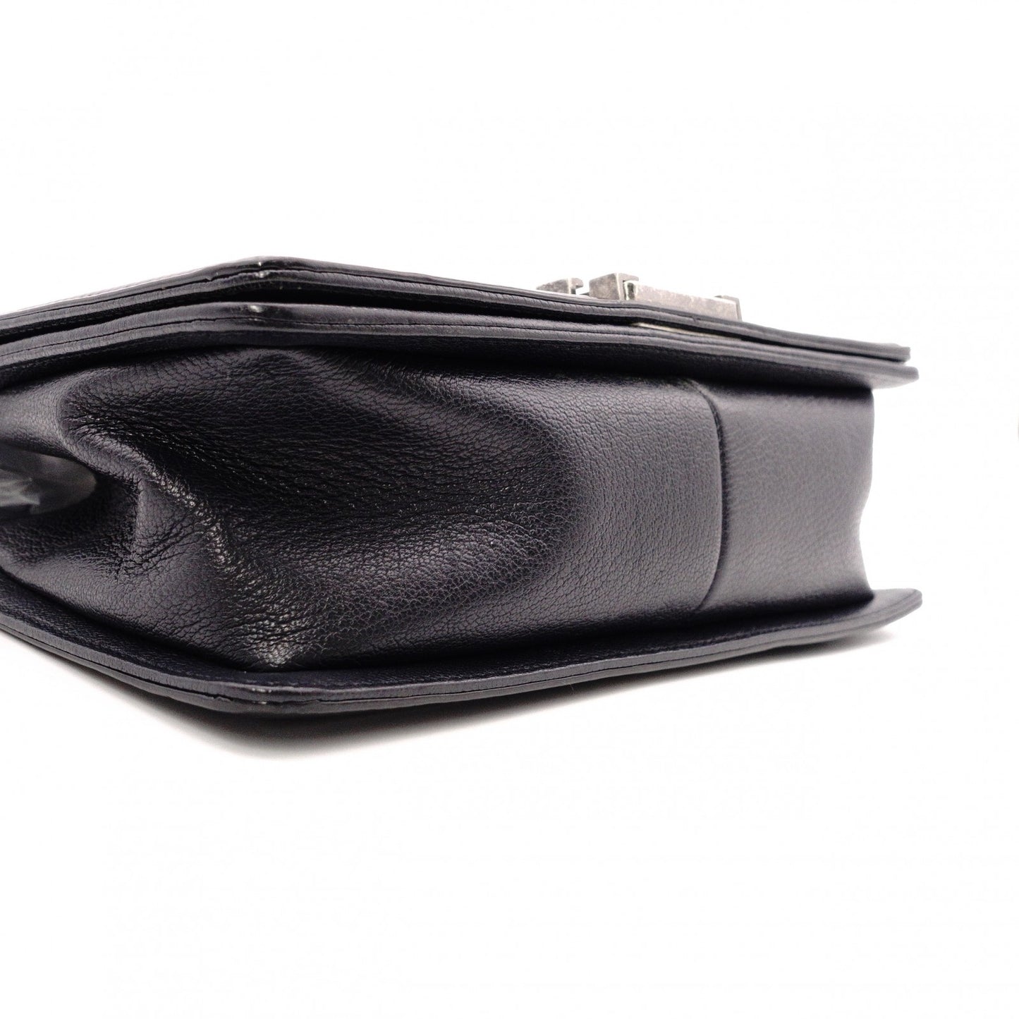 CHANEL Matelassé Boy Chanel Shoulder Bag, Leather, Black, Crossbody