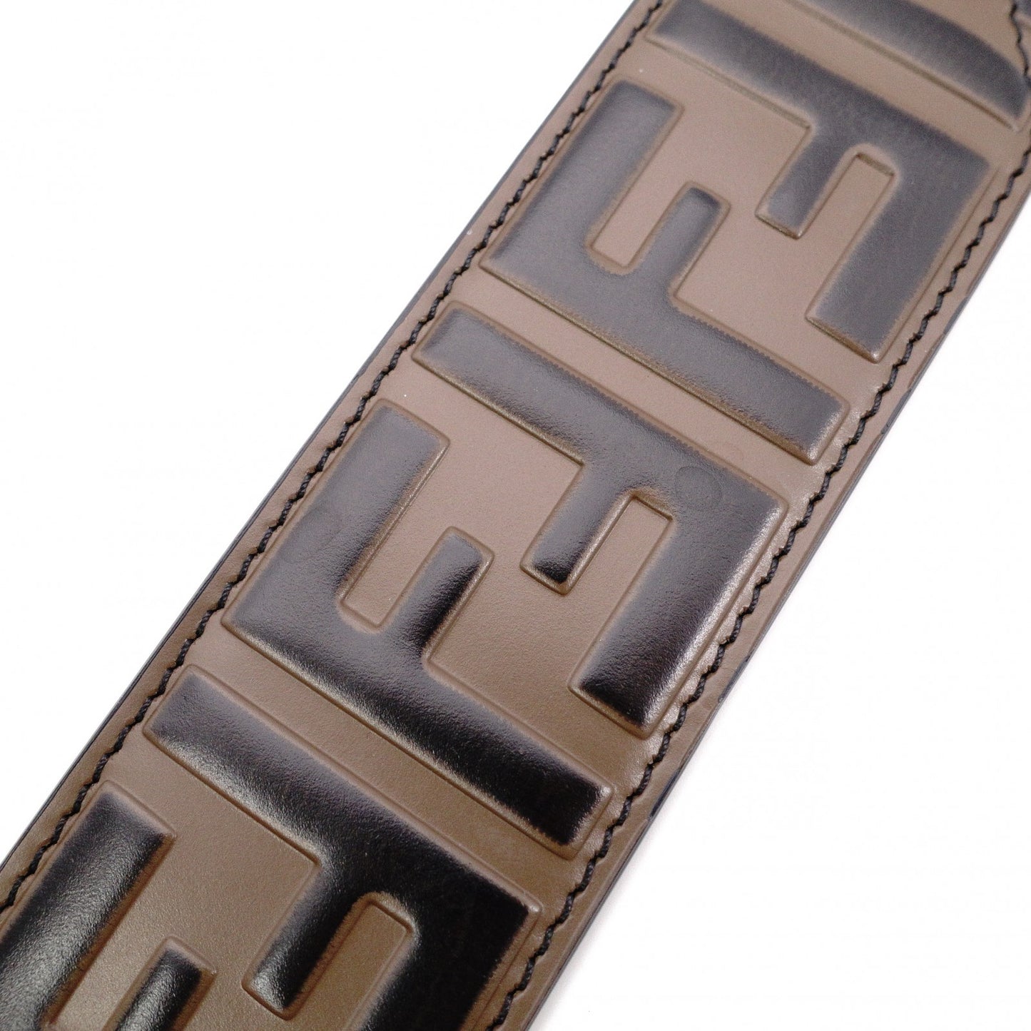 FENDI Strap Leather FF Logo Gold Hardware Reversible