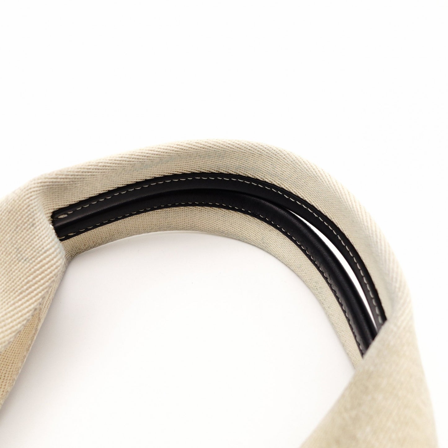 Chloe Woody Medium Tote Canvas Shoulder Bag Beige × Navy Leather 7-10-1054