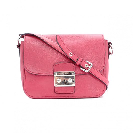 MIU MIU Madras Shoulder Bag, Leather, Pink, Crossbody, Silver Hardware