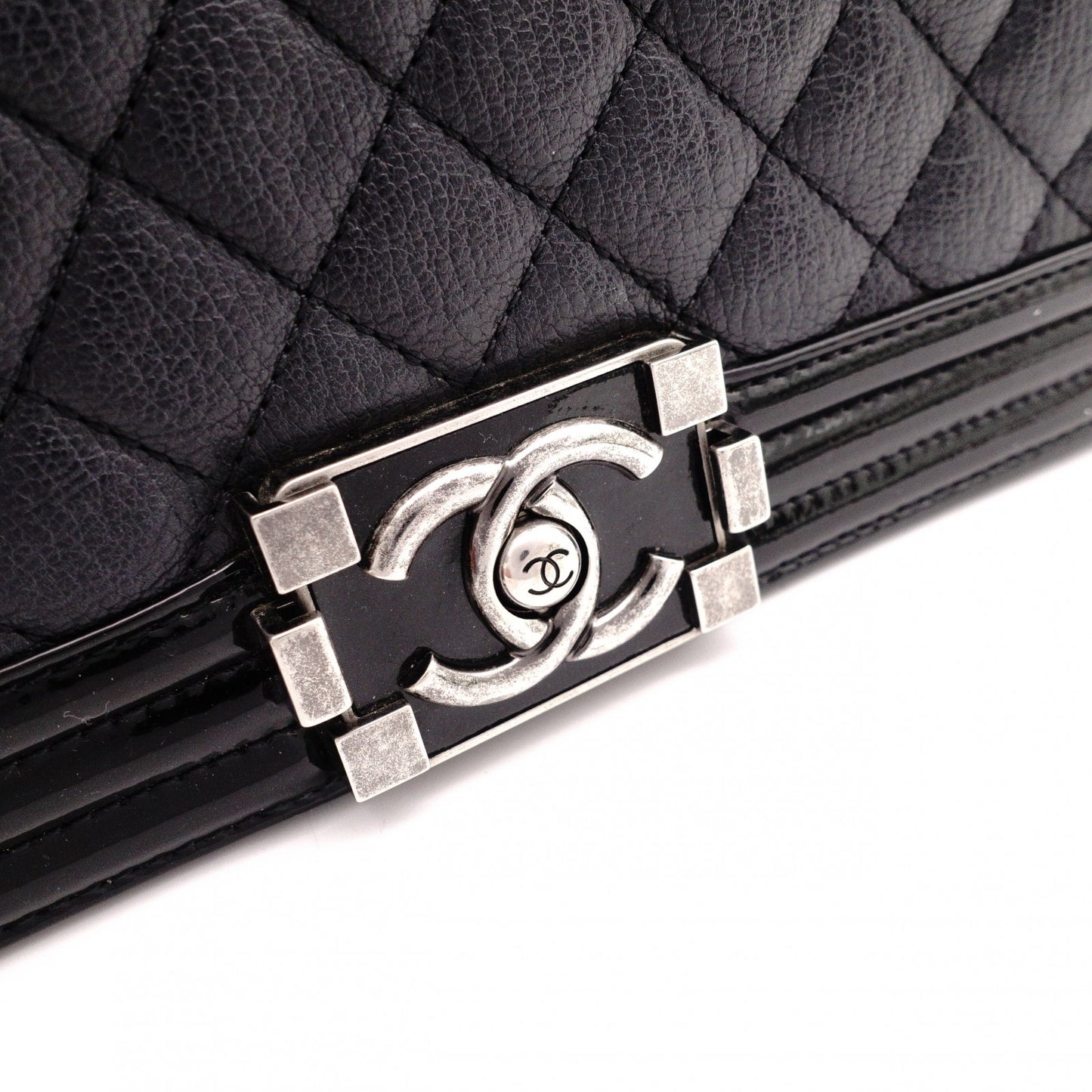 CHANEL Matelassé Boy Chanel Shoulder Bag, Leather, Black, Crossbody