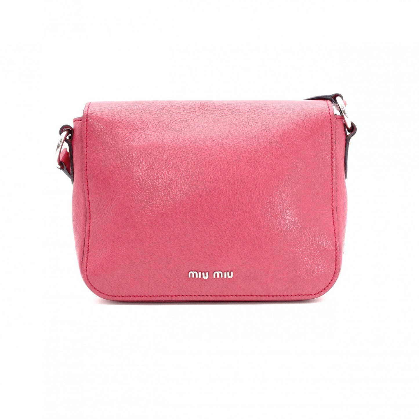 MIU MIU Madras Shoulder Bag, Leather, Pink, Crossbody, Silver Hardware
