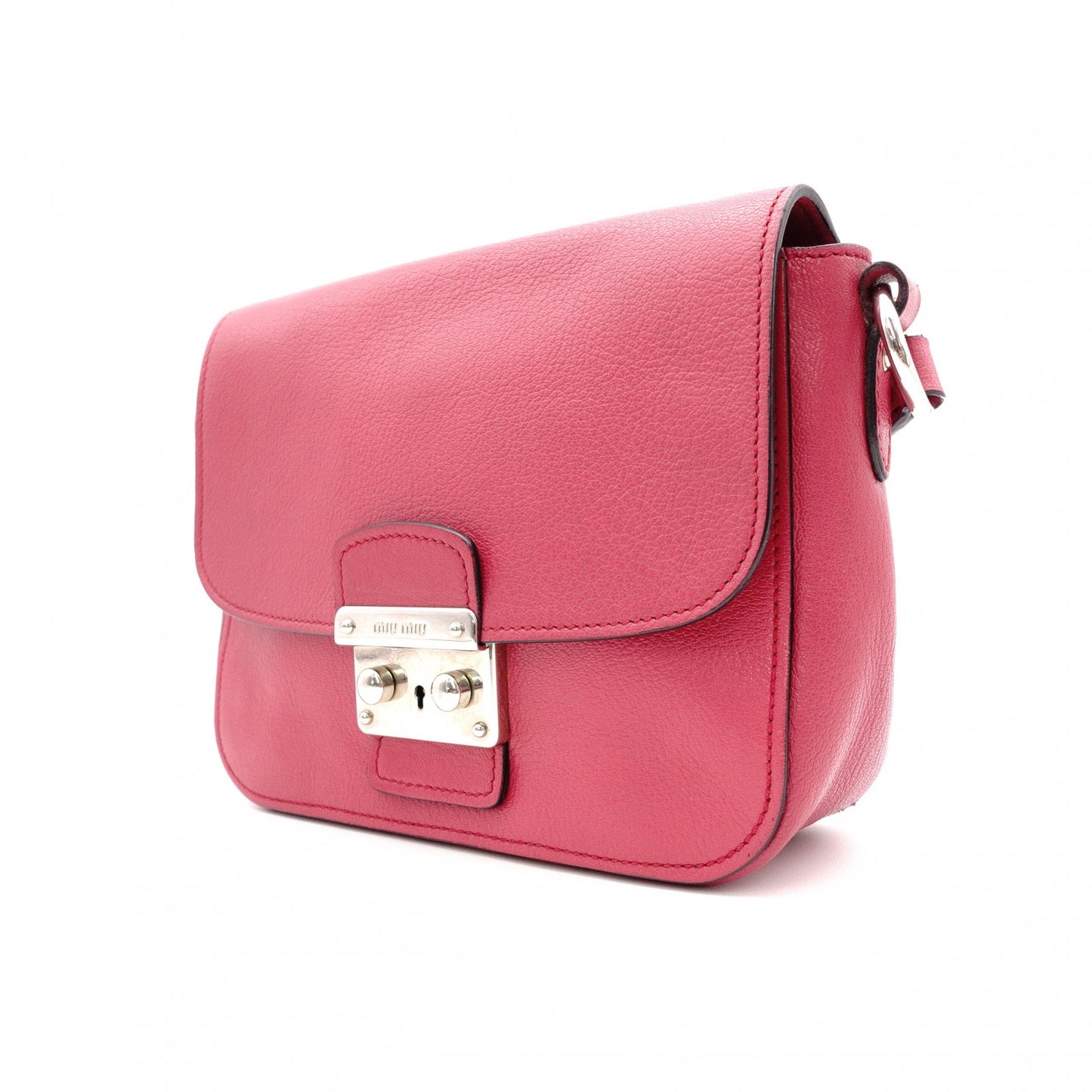 MIU MIU Madras Shoulder Bag, Leather, Pink, Crossbody, Silver Hardware