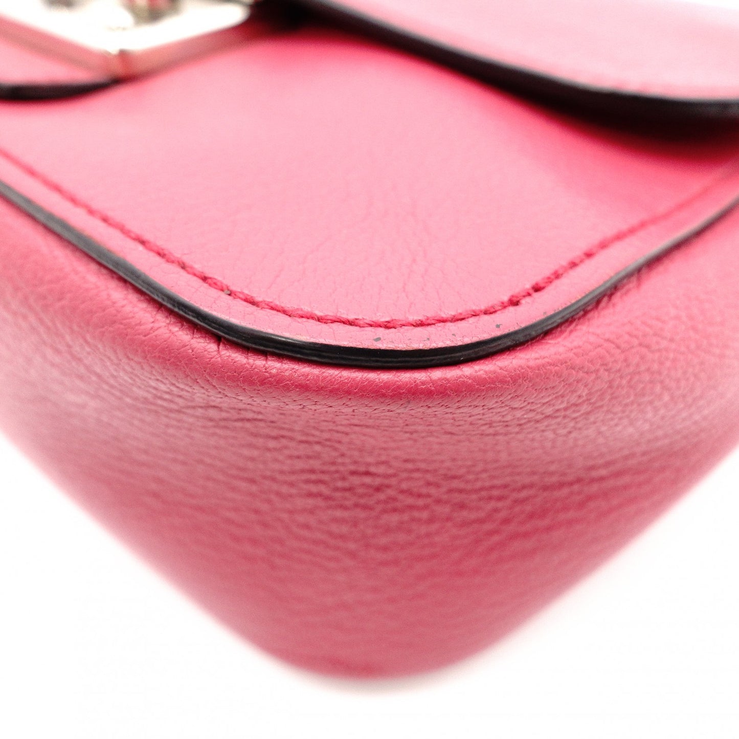 MIU MIU Madras Shoulder Bag, Leather, Pink, Crossbody, Silver Hardware