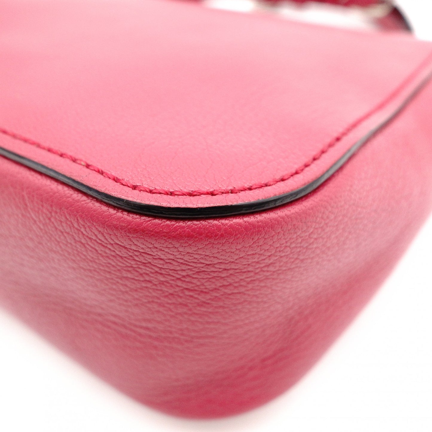 MIU MIU Madras Shoulder Bag, Leather, Pink, Crossbody, Silver Hardware