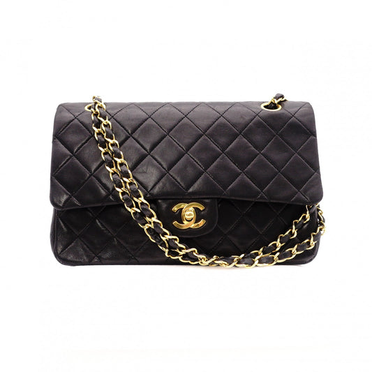 CHANEL Matelassé Classic Lambskin Shoulder Bag, Leather, Black, Gold Hardware