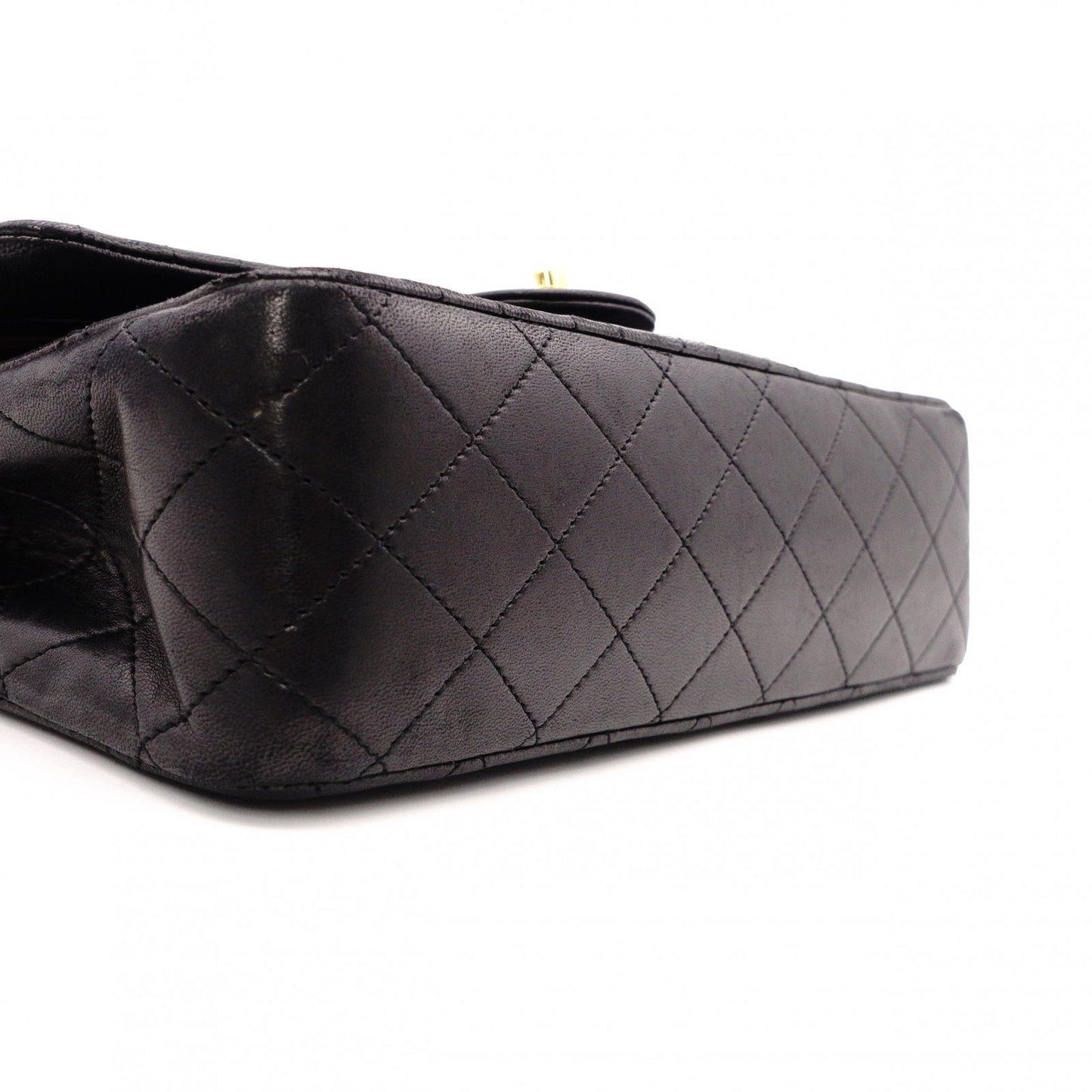 CHANEL Matelassé Classic Lambskin Shoulder Bag, Leather, Black, Gold Hardware