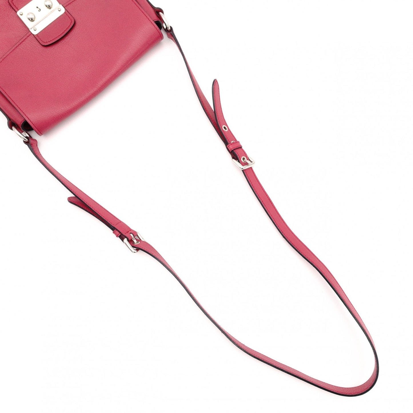 MIU MIU Madras Shoulder Bag, Leather, Pink, Crossbody, Silver Hardware