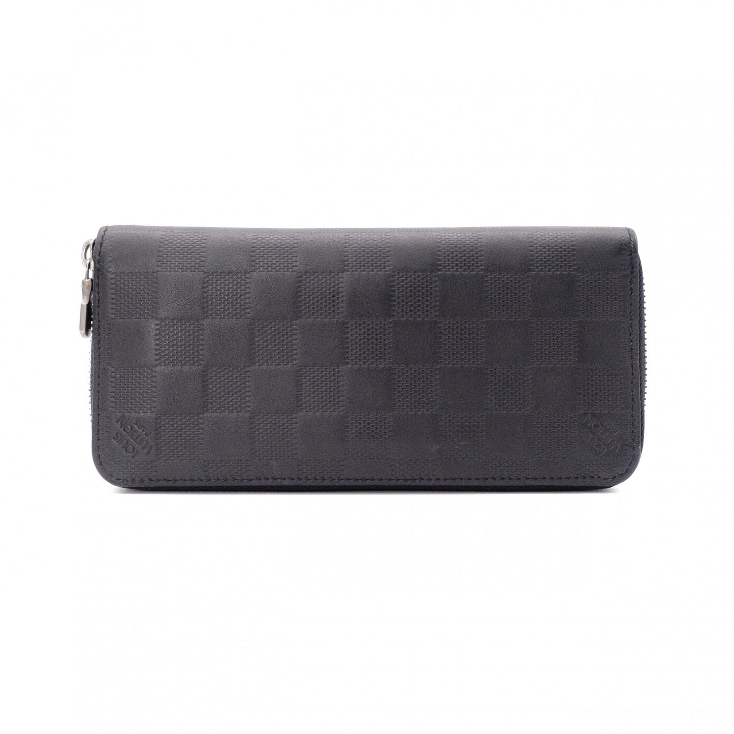 LOUIS VUITTON Zippy Vertical Damier Infini Long Wallet, Leather, Black