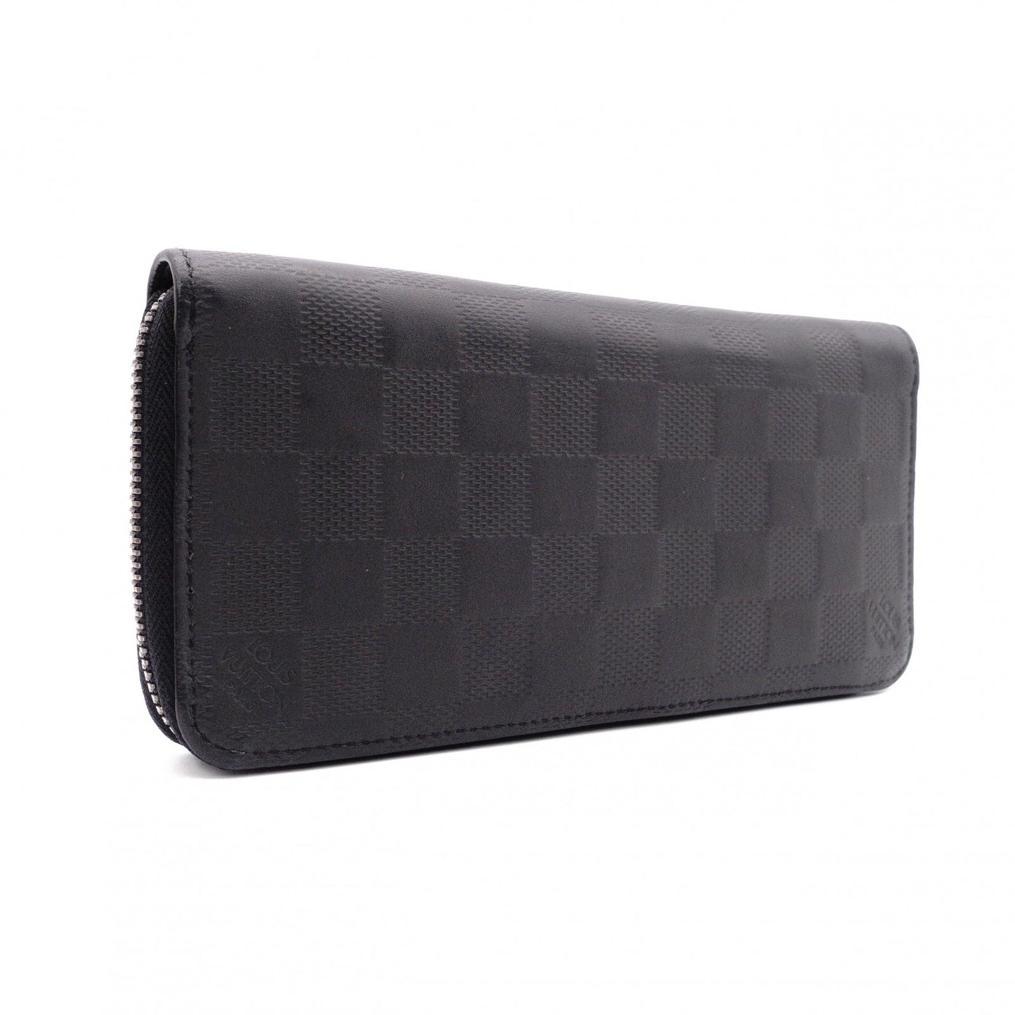 LOUIS VUITTON Zippy Vertical Damier Infini Long Wallet, Leather, Black
